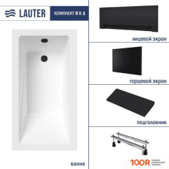 Ванна Lauter ESTELLE 120 21206020 (С НОЖКАМИ, ЧЕРНЫМ ПОДГОЛОВ, ЧЕРНЫМ ЛИЦ И ТОРЦ ЭКРАНОМ) (335107)