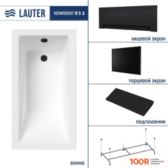 Ванна Lauter ESTELLE 120 21206020 (С КАРКАСОМ, ЧЕРНЫМ ПОДГОЛОВ, ЧЕРНЫМ ЛИЦ И ТОРЦ ЭКРАНОМ) (335101)