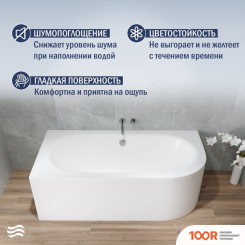 Ванна Lauter BLISS 180 L 21201081L (С НОЖКАМИ, СЕРЫМ ПОДГОЛОВНИКОМ И БЕЛЫМ ЛИЦ.ЭКРАНОМ) (335052)