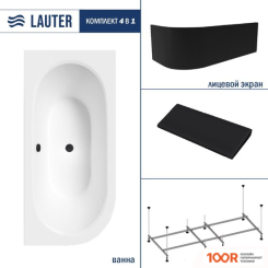 Ванна Lauter BLISS 170 P 21201072P (С КАРКАСОМ, ЧЕРНЫМ ПОДГОЛОВНИКОМ И ЧЕРНЫМ ЛИЦ.ЭКРАНОМ) (335032)