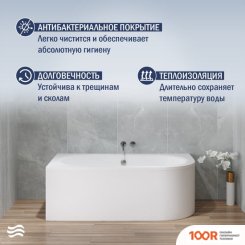 Ванна Lauter BLISS 170 L 21201071L (С КАРКАСОМ И ЛИЦЕВЫМ ЭКРАНОМ БЕЛОГО ЦВЕТА) (335014)