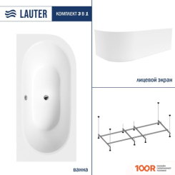 Ванна Lauter BLISS 160 L 21201061L (С КАРКАСОМ И ЛИЦЕВЫМ ЭКРАНОМ БЕЛОГО ЦВЕТА) (334988)