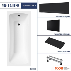 Ванна Lauter BIANCA 170 21207170 (С НОЖКАМИ, ЧЕРНЫМ ПОДГОЛОВ, ЧЕРНЫМ ЛИЦ И ТОРЦ ЭКРАНОМ) (334958)