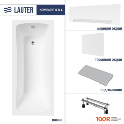 Ванна Lauter BIANCA 170 21207170 (С НОЖКАМИ, СЕРЫМ ПОДГОЛОВ, БЕЛЫМ ЛИЦ И ТОРЦ ЭКРАНОМ) (334956)