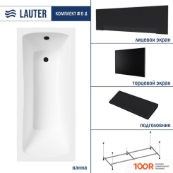 Ванна Lauter BIANCA 170 21207170 (С КАРКАСОМ, ЧЕРНЫМ ПОДГОЛОВ, ЧЕРНЫМ ЛИЦ И ТОРЦ ЭКРАНОМ) (334952)