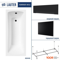 Ванна Lauter BIANCA 170 21207170 (С КАРКАСОМ, ЧЕРНЫМ ЛИЦЕВЫМ И ТОРЦЕВЫМ ЭКРАНОМ) (334951)