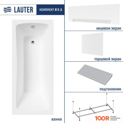 Ванна Lauter BIANCA 170 21207170 (С КАРКАСОМ, СЕРЫМ ПОДГОЛОВ, БЕЛЫМ ЛИЦ И ТОРЦ ЭКРАНОМ) (334949)