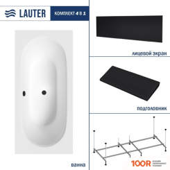 Ванна Lauter AVA 170 21208070 (С КАРКАСОМ, ЧЕРНЫМ ПОДГОЛОВНИКОМ, ЧЕРНЫМ ЛИЦ. ЭКРАНОМ) (334899)