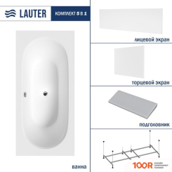 Ванна Lauter AVA 170 21208070 (С КАРКАСОМ, СЕРЫМ ПОДГОЛОВ, БЕЛЫМ ЛИЦ. И ТОРЦ. ЭКРАНОМ) (334895)