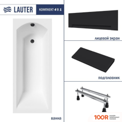 Ванна Lauter AMELIA 180 21204080 (С НОЖКАМИ, ЧЕРНЫМ ПОДГОЛОВНИКОМ И ЧЕРНЫМ ЛИЦ.ЭКРАНОМ) (334842)