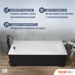 Ванна Lauter AMELIA 170 21204070 (С НОЖКАМИ, ЧЕРНЫМ ПОДГОЛОВ, ЧЕРНЫМ ЛИЦ.И ТОРЦ. ЭКРАНОМ) (334834)