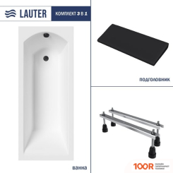 Ванна Lauter AMELIA 170 21204070 (С НОЖКАМИ И ЧЕРНЫМ ПОДГОЛОВНИКОМ) (334831)