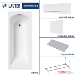 Ванна Lauter AMELIA 160 21204060 (С КАРКАСОМ, СЕРЫМ ПОДГОЛОВ, БЕЛЫМ ЛИЦ. И ТОРЦ. ЭКРАНОМ) (334805)