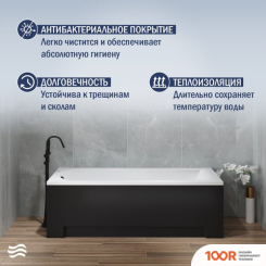 Ванна Lauter AMELIA 150 21204050 (С НОЖКАМИ, ЧЕРНЫМ ПОДГОЛОВ., ЧЕРНЫМ ЛИЦ. И ТОРЦ.ЭКРАНОМ) (334793)