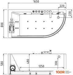 Ванна Gemy G9227 E L 165X80 (334684)