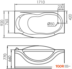 Ванна Gemy G9072 C R 171X92 (334665)