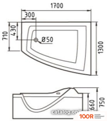 Ванна Gemy G9056 B R 170X130 (334652)