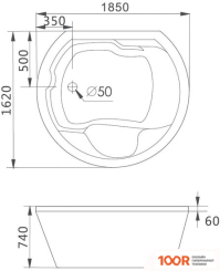 Ванна Gemy G9053 K 185X162 (334649)