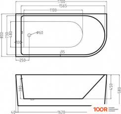 Ванна Esbano AFINA RIGHT 170X80 (334538)