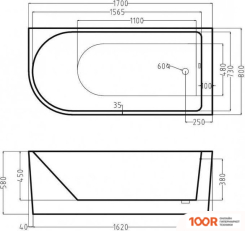 Ванна Esbano AFINA LEFT 170X80 (334537)