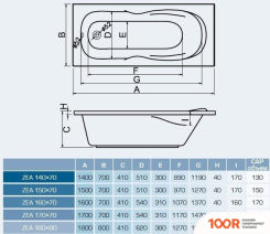 Ванна Centrum ZEA 170X70 (С НОЖКАМИ) (334448)