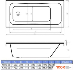 Ванна Centrum SALSA 160X70 (С НОЖКАМИ) (334444)