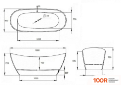 Ванна AquaStone ТОРРЕ 168Х80 (334028)