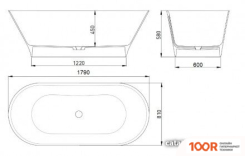 Ванна AquaStone МАЛИБУ 179X81 (334017)