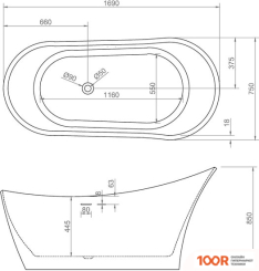 Ванна Abber 169X75 AB9245 (333744)