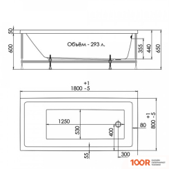 Ванна 1AcReal PALERMO 180X80 (333642)