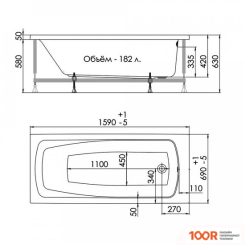 Ванна 1AcReal LONDON 160X70 (333629)