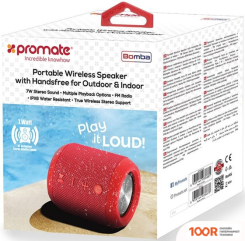 Беспроводная колонка Promate BOMBA (КРАСНЫЙ) (332531)
