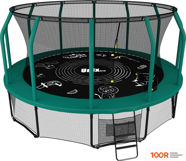 Батут Unix Line SUPREME GAME 14FT (ЗЕЛЕНЫЙ, БАСКЕТБОЛЬНЫЙ ЩИТ) (331876)