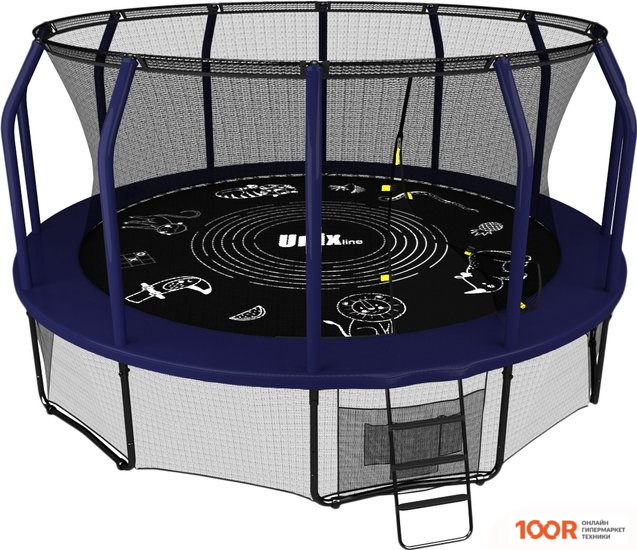 Батут Unix Line SUPREME GAME 12FT (СИНИЙ, БАСКЕТБОЛЬНЫЙ ЩИТ) (331875)