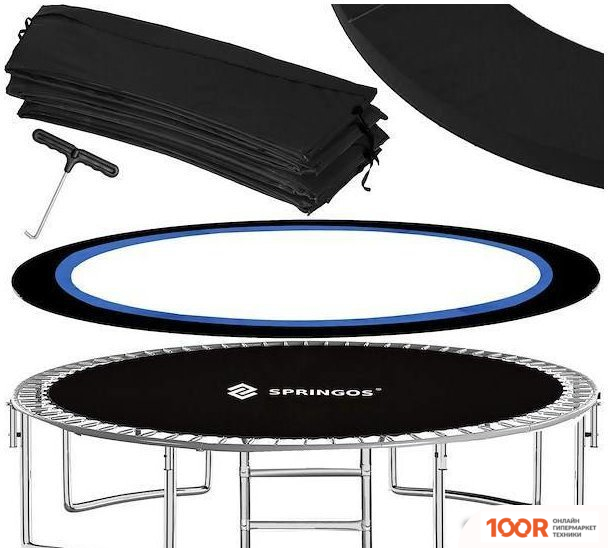 Батут Springos 12FT 374 СМ (С ВНЕШНЕЙ СЕТКОЙ И ЛЕСТНИЦЕЙ) (331782)