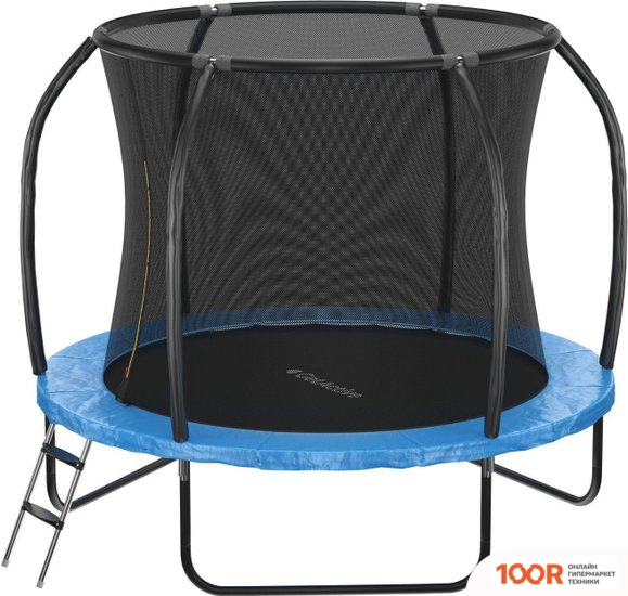 Батут GetActive JUMP PRO 8FT С ЛЕСТНИЦЕЙ И ВНУТРЕННЕЙ СЕТКОЙ (СИНИЙ) (331721)