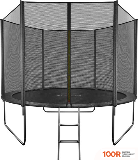 Батут GetActive JUMP 8FT - 252 СМ С ЛЕСТНИЦЕЙ, ВНЕШНЕЙ СЕТКОЙ (ЧЕРНЫЙ) (331714)