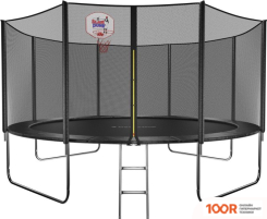 Батут GetActive JUMP 14FT - 435 СМ ЛЕСТНИЦА, СЕТКА, КОЛЬЦО (ЧЕРНЫЙ) (331705)