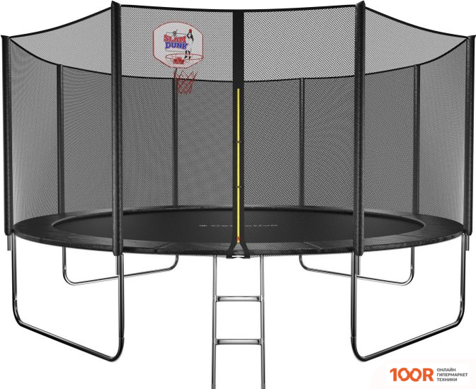 Батут GetActive JUMP 14FT - 435 СМ ЛЕСТНИЦА, СЕТКА, КОЛЬЦО (ЧЕРНЫЙ) (331705)