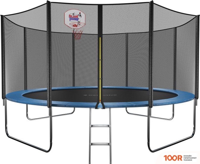 Батут GetActive JUMP 14FT - 435 СМ ЛЕСТНИЦА, СЕТКА, КОЛЬЦО (СИНИЙ) (331704)