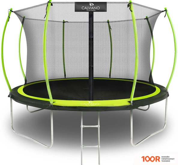 Батут Calviano INSIDE MASTER GREEN 374 СМ - 12FT (ВНУТРЕННЯЯ СЕТКА, С ЛЕСТНИЦЕЙ) (331611)