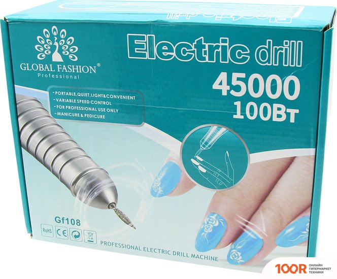Аппарат для маникюра и педикюра Global Fashion GF-108-H (БЕЛЫЙ/БИРЮЗОВЫЙ) (330157)