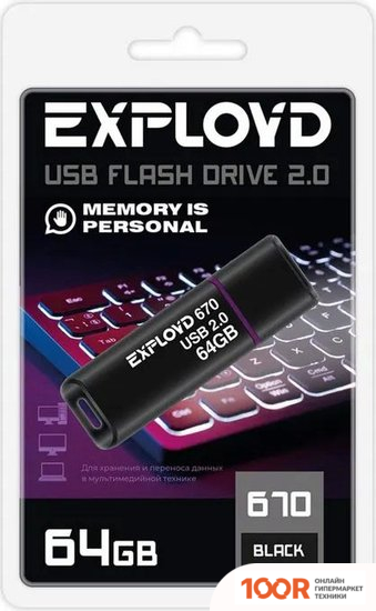 USB Flash Exployd 670 64GB (ЧЕРНЫЙ) (329759)