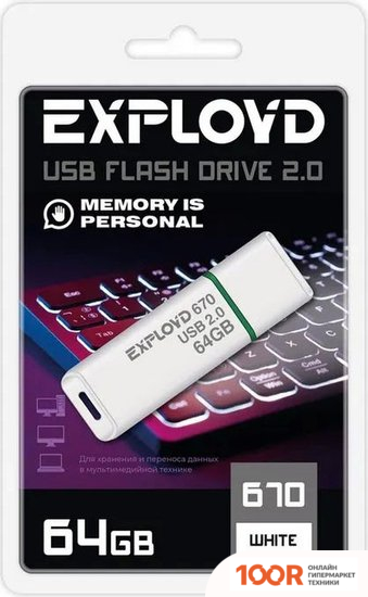 USB Flash Exployd 670 64GB (БЕЛЫЙ) (329758)