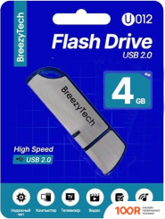 USB Flash BreezyTech U012 4GB (СЕРЕБРИСТЫЙ/СИНИЙ) (329665)