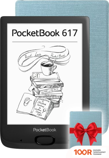 PocketBook 617 (ЧЕРНЫЙ) + ОБЛОЖКА SHELL 6" BLUE (323099)