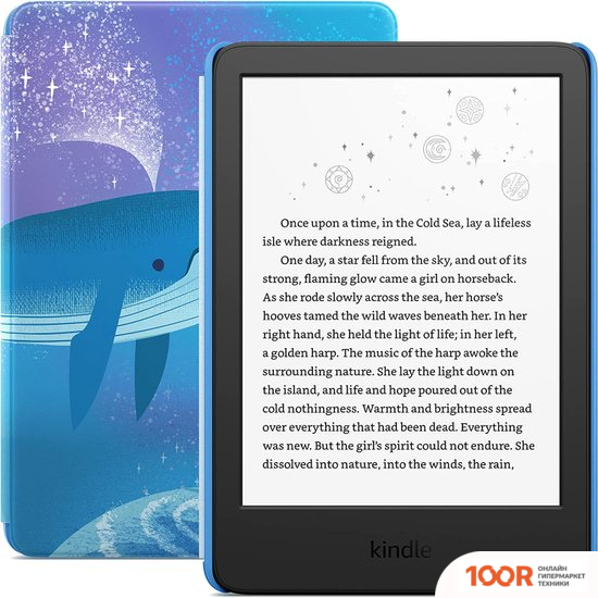 Amazon KINDLE KIDS 2022 (СИНИЙ, С ОБЛОЖКОЙ SPACE WHALE) (322962)