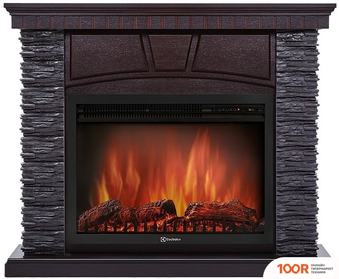 Firelight PORTO 30U (УГЛОВОЙ, КАМЕНЬ ЧЕРНЫЙ/ШПОН ВЕНГЕ) (322434)