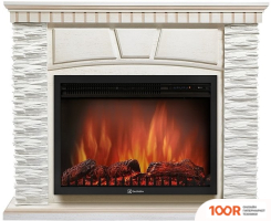 Firelight PORTO 25U (УГЛОВОЙ, КАМЕНЬ БЕЛЫЙ/ШПОН БЕЛЕНЫЙ ДУБ) (322430)