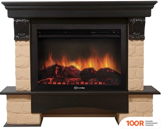 Firelight FORTE 30U (УГЛОВОЙ, КАМЕНЬ БЕЖЕВЫЙ/ШПОН ТЕМНЫЙ ДУБ) (322374)